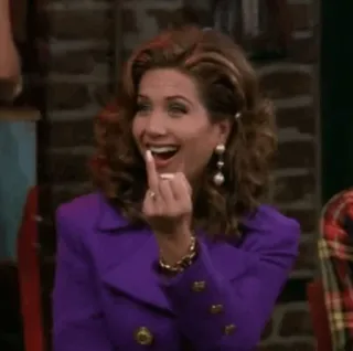 😇 Rachel Green Friends środkowy palec, obraźliwy gest, przyjaciele, serial tv, sitcom, rachel green, humor telegram sticker
