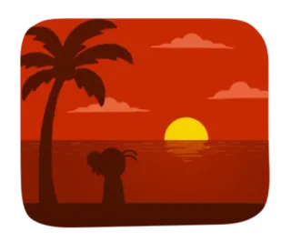 🌅 日落, 海滩, 棕榈树, 剪影, 海洋, 云, 岛屿, 热带 telegram sticker