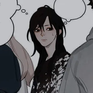 🍤 character, person, portrait, black hair telegram sticker