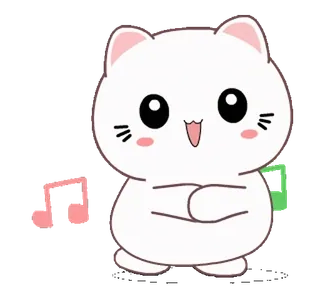 💃 кот, каваи, милый, музыка, стикер whatsapp sticker