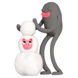 ⛄ bonhomme de neige, hiver, argile, cochon, monstre telegram sticker
