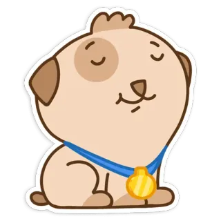 😌 cão, cachorro, medalha, prêmio, fofo, desenho animado telegram sticker
