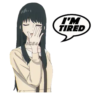 😓 I'M TIRED müde, Cartoon, Anime, Mädchen telegram sticker