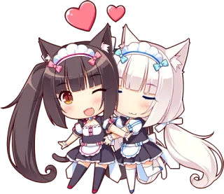 ❤ アニメ, 猫耳, ちび, かわいい, ハート, 可愛い telegram sticker