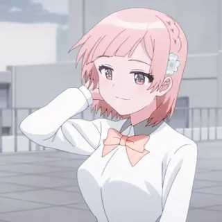 😊 anime girl, tóc hồng, đồng phục học sinh, dễ thương, hoạt hình, animation telegram sticker