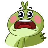 😨 กลัว, สีเขียว, น่ารัก, ตัวละคร, ตกใจ, ประหลาดใจ telegram sticker