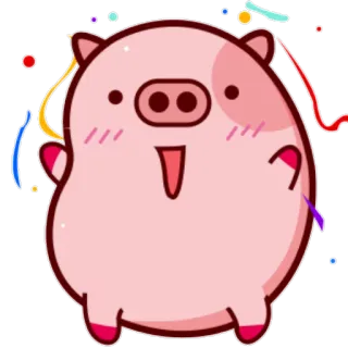 👍 cochon, mignon, animal, dessin animé, kawaii, rose, fête whatsapp sticker