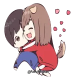 😍 อนิเมะ, กอด, น่ารัก, หมา, มีความสุข telegram sticker