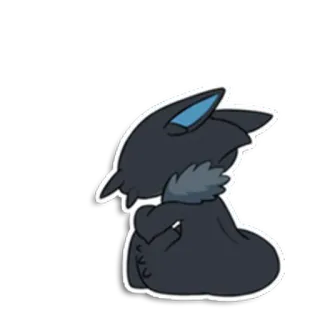 😰 stiker, kartun, hewan, abu-abu, duduk whatsapp sticker