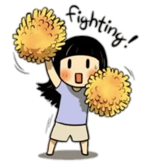 🎀 Fighting! Cheerleader, Pompons, Cartoon, Aufmunterung, Unterstützung telegram sticker