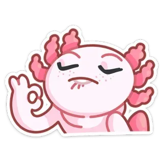 👌 axolotl, ok, mignon, dessin animé, autocollant, amphibien whatsapp sticker