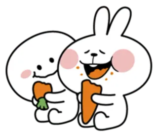 😋 konijn, konijntje, cartoon, wortel, schattig, vrienden, eten telegram sticker
