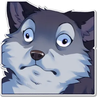 🤨 หมาป่า, การ์ตูน, สับสน, เศร้า, สัตว์ telegram sticker