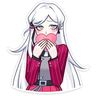❤️ Anime, Meisje, Hart, Leuk, Wit Haar telegram sticker
