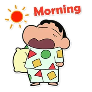🌄 Shin-chan Crayon Shin-chan Morning Cartoon, Morgen, Schläfrig, Anime, Gruß, Süß, Pyjama whatsapp sticker