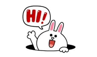 😊 HI! кролик, привет, приветствие, мультфильм, милый, животное whatsapp sticker