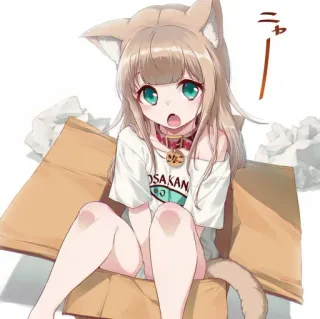 🪤 ニャー Anime, Ragazza gatto, Kawaii, Scatola, Ragazza anime, Neko whatsapp sticker
