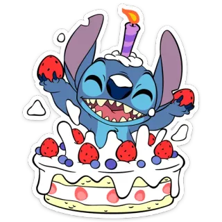 🎂 Stitch Стич, Лило и Стич, Дисней, День рождения, Торт, Мультфильм whatsapp sticker