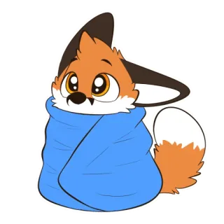 🛌 raposa, fofo, cobertor, animal, desenho animado whatsapp sticker