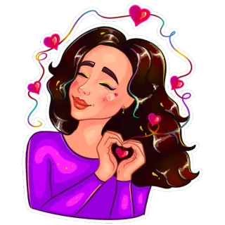 🥰 Dibujo animado, Corazón, Amor, Mujer, Lindo, Pegatina, Romántico, Emociones whatsapp sticker