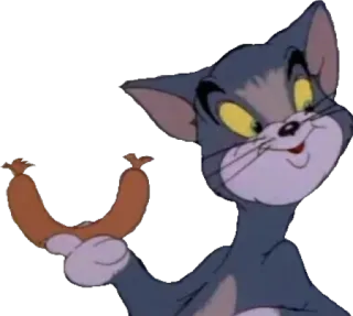 ☺️ Tom Cat cartone animato, gatto, salsicce, cibo, animale, animato telegram sticker