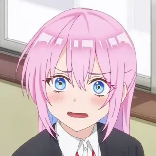 🐻 Anime, Mädchen, rosa Haare, blaue Augen, Cartoon, Manga, Charakter telegram sticker