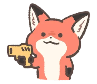 🙃 キツネ, 銃, アニメ, 動物, 武器 telegram sticker