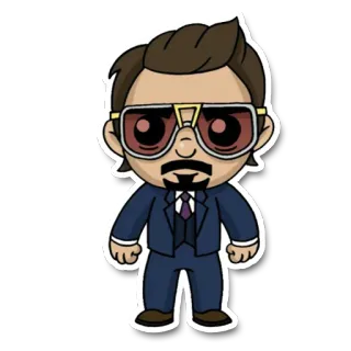 🕶 Tony Stark cartoon, character, suit, sunglasses, ironman telegram sticker