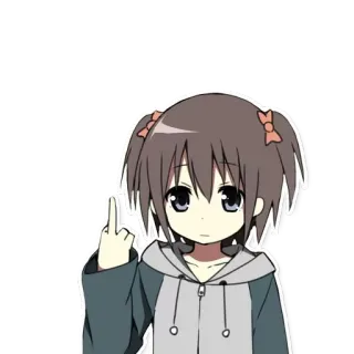 🖕 Anime, Garota, Dedo do meio, Ofensivo, Desenho animado telegram sticker