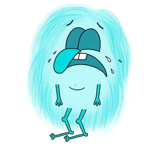 😭 buồn, khóc, quái vật, xanh dương, hoạt hình, nhân vật whatsapp sticker