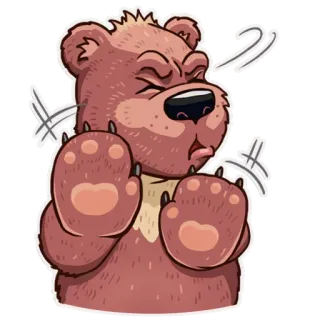 😟 urso, desenho animado, adesivo, bravo, animal telegram sticker