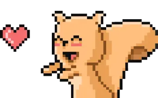 😊 белка, пиксель арт, сердце, животное, милый, любовь, мультфильм telegram sticker