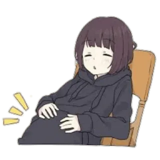 😀 anime, chica, relajada, sentada, linda whatsapp sticker