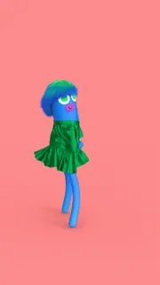 💃 Cartone animato, Personaggio, Arte, Illustrazione, Astratto, Vestito, Blu telegram sticker