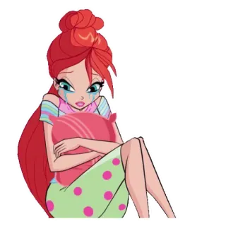 😢 Bloom Winx Club ブルーム, ウィンクス・クラブ, 妖精, 悲しい, 泣く, アニメ, キャラクター, 女の子 telegram sticker