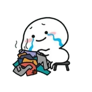 🪃 khóc, buồn, quần áo, hoạt hình, biểu tượng cảm xúc telegram sticker