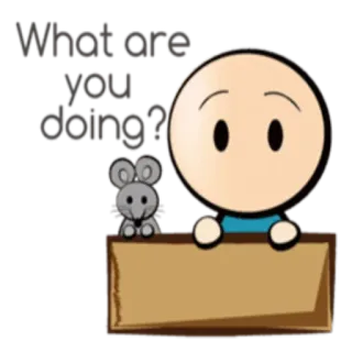 😧 What are you doing? 만화, 질문, 쥐, 빈 간판, 캐릭터, 웃긴 telegram sticker