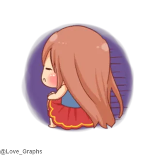 ☹ chica anime, triste, dibujos animados, chibi, lindo telegram sticker