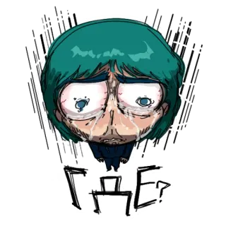 ❔ ГДЕ? chorando, triste, expressão, pergunta, russo telegram sticker