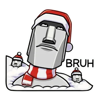 🗿 BRUH Moai, Natal, Engraçado, Inverno, Meme telegram sticker