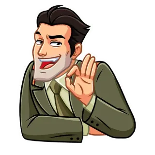 👌 uomo, completo, gesto ok, approvazione, cartone animato, sorridente telegram sticker