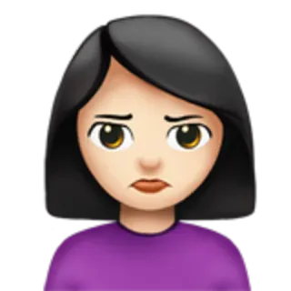 🙎‍♀ emoji, woman, sad, pout, disappointed, brunette, portrait telegram sticker