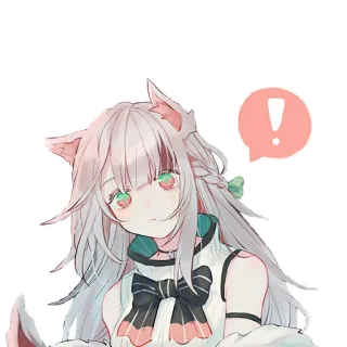 ❗️ anime, girl, cat ears, exclamation point, alert, warning telegram sticker