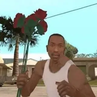 🤨 CJ Grand Theft Auto: San Andreas CJ, Grand Theft Auto, San Andreas, roses, video game telegram sticker