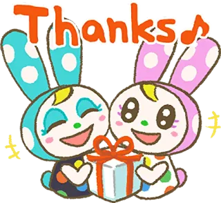 🎁 Thanks conejo, gracias, regalo, lindo, animal, dibujos animados whatsapp sticker
