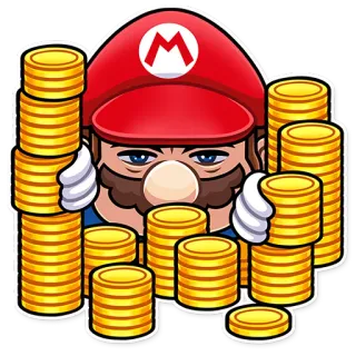 😑 Mario Super Mario Bros. Mario, moedas, videogame, Nintendo, riqueza telegram sticker
