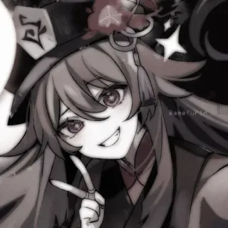 ❤️ Hu Tao Genshin Impact Anime, Mädchen, Hut, Videospiel, Charakter, Lächeln telegram sticker