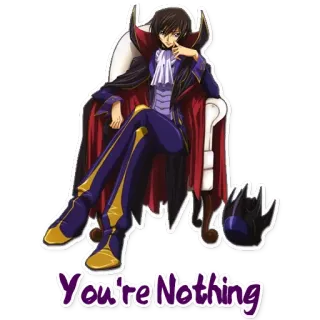 😌 Lelouch Lamperouge Code Geass You're Nothing anime, character, lelouch, code geass, manga, villain telegram sticker