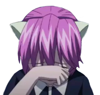 😭 аниме, персонаж, плачет, грустный, розовые волосы, кошачьи уши whatsapp sticker