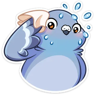 😅 chim, mồ hôi, mệt mỏi, hoạt hình, biểu tượng cảm xúc, nhãn dán telegram sticker